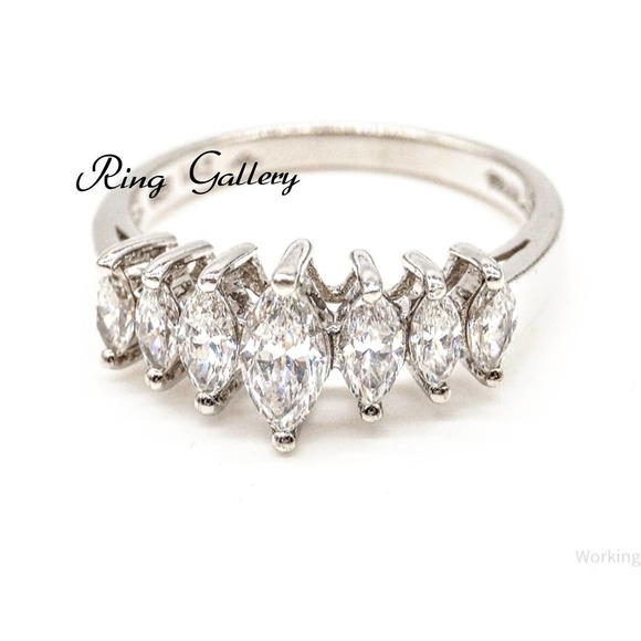 10K Diamond Marquise-Cut Anniversary Band REAL DIAMONDS size6,7,8 - Picture 1 of 12